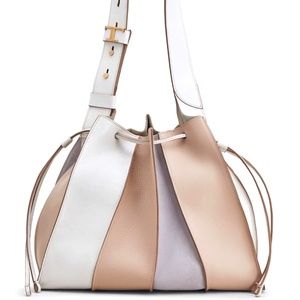 New TOD’s Bucket Bag in Leather Medium White, Pink, Grey HTF